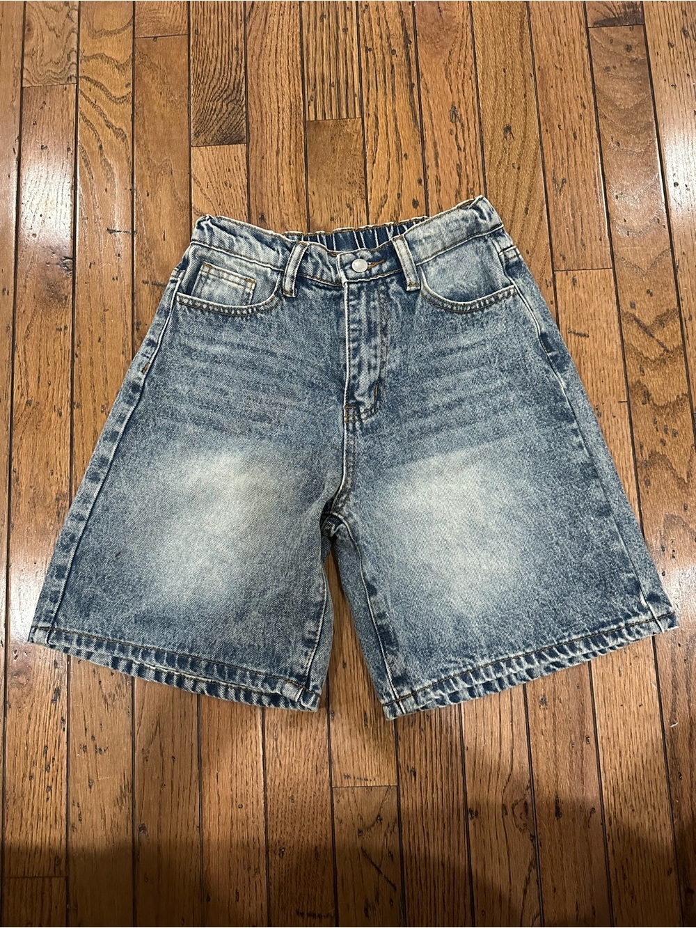 SHEIN Light Blue Washed Denim Girls Shorts